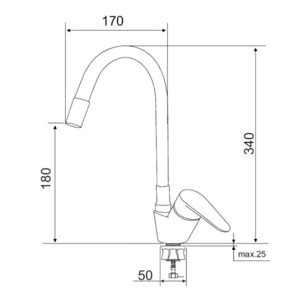 Kitchen mixer "RMS" SUS126W-016F, flexible spout, one-leaf, white/satin-1