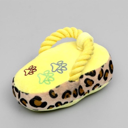 The toy is soft for dogs "slippers with a rope", with a squeak, 15 cm, yellow-1