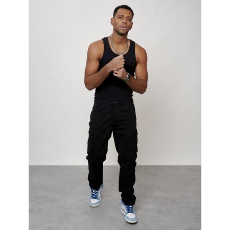 Cargo jeans male, size 44, black color-9