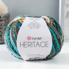 Yeritage yarn 75% acrylic, 25% wool 125m/50g (337 emerald-white-beige)