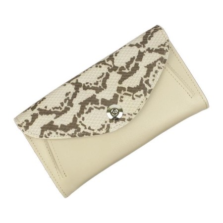 Wallet, button, 4 pockets, 2 departments for trifles, n/k beige python/beige matte