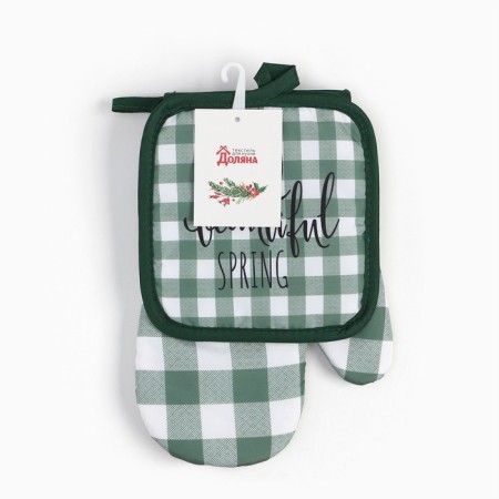 Kitchen set 2 seizures of the share Spring perch. 17*17 cm, mittens. 26*16 cm, 100% p/e-5