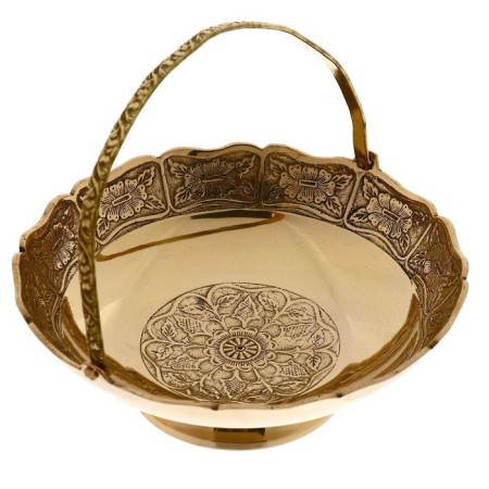 Brass Cast "Basket with hearts" 15.2x15.2x13 cm-3