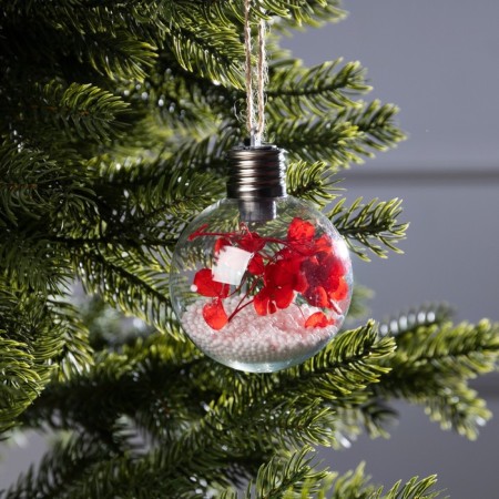 Christmas ball "red petals", batteries, 5 LED, glow warm white-3