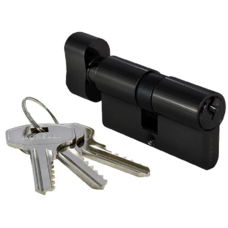 Key cylinder with 70ck BL, 70 mm, black
