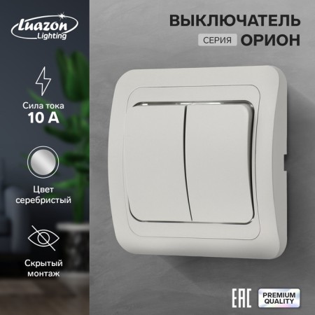 Luazon Lighting "Orion" switch, 10 A, 2 keys, hidden, silver
