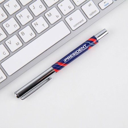 Metal pen with cap “Sport Russian”, accessories silver, 1.0 mm-2