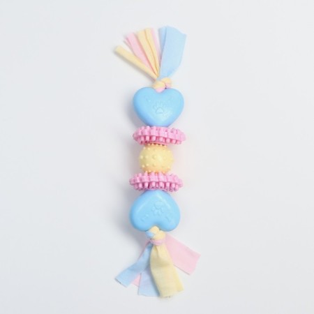 Premium chewing pier toy on a rope, 5 elements, thermoplastic rubber, mix-1