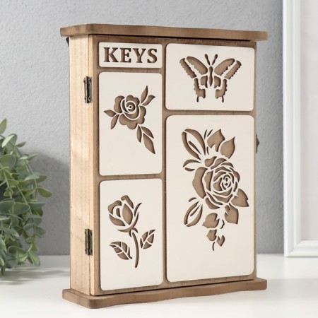 Keywood tree 6 hooks "rose and butterfly" 6.2x19.5x25.2 cm-1