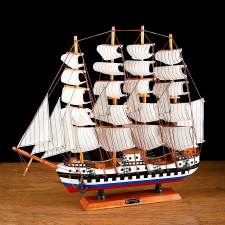 Souvenir medium -sized "Kalhas" ship, sides of a tricolor, white sails, mix, 50x45x9 cm-1