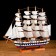 Souvenir medium -sized "Kalhas" ship, sides of a tricolor, white sails, mix, 50x45x9 cm