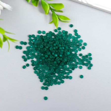 Glass beads 8/0 "matte translucent. Dark green" 10 g-1