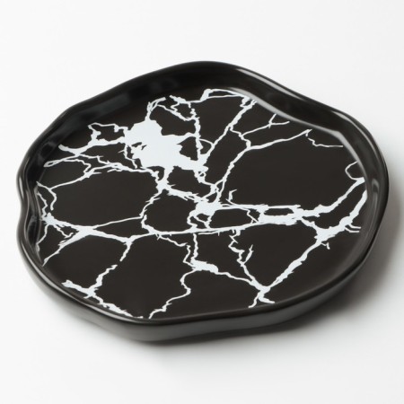 Ceramic black plate "Black marble", 17 cm, black color-3
