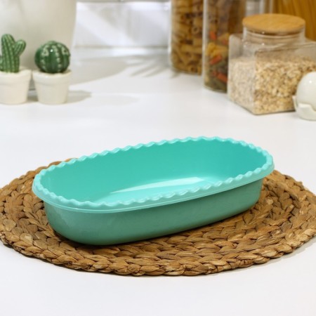 A bowl with a lid, 1.5 l, 16.5 × 28 × 6.5 cm, color aquamarine-2
