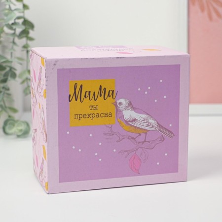 Ceramic set “Mom are beautiful”: a mug 350 ml, a spoon, color orange-8