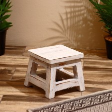 Stool 21x21x18 cm, Albeye tree, white