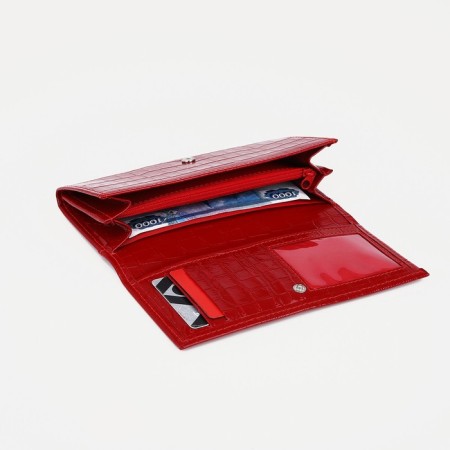 Women's wallet on the button, red color-2