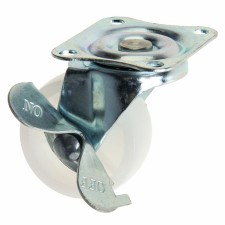 Furniture wheel, d = 38 mm, on the site, with a latch, white