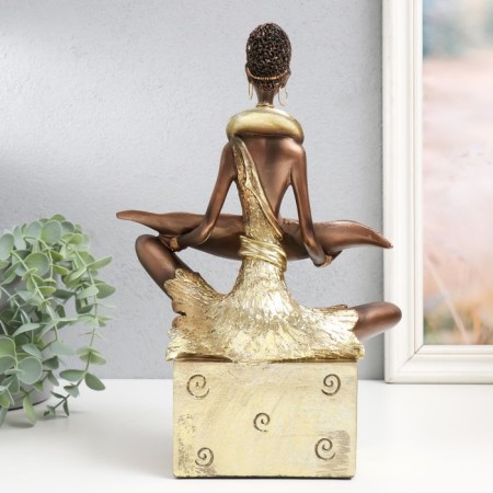 Souvenir Polystone stand "African" gold pattern - circles 20x12x30 cm-2