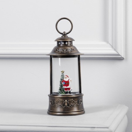 LED figure “Lantern with Santa Claus” 11 × 21 × 11 cm, plastic, AAX3 batteries (not in the kit), USB, glow warm white-1
