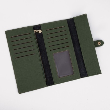 Women's wallet on the button, green color-2