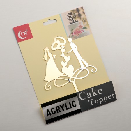Topper for the Cake "Wedding Rings", 13 × 18 cm, color gold-4