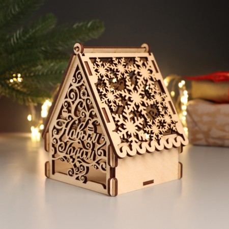 New Year's Domik box "Happy New Year" 12x10x13.5 cm-1