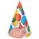 Set of paper caps, 6 people "Happy Birthday", blue tractor