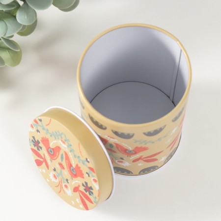Casket Metal cylinder "Birds and flowers" 7.5x7.5x11 cm-3
