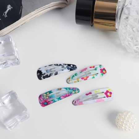 Invisible hair "Camilla", set 12 pcs., Flowers, 3 cm, mix