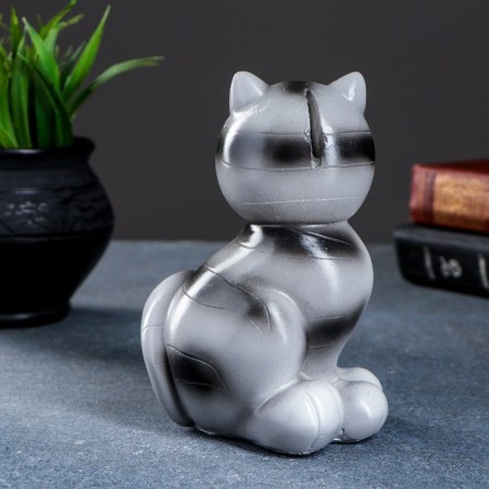 Pig a piggy bank "Cat Smileshkin" gray 15x11x10cm-2