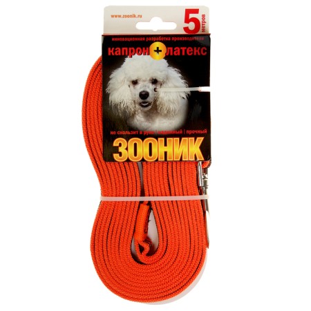 Kaponnoye zonik leash with latex thread, 5 m x 1.5 cm, orange-2