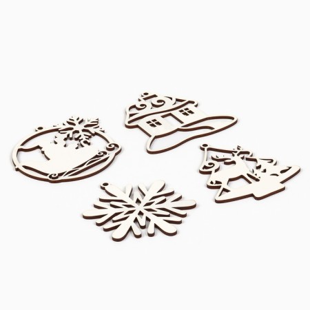 Christmas tree toy New Year, 4 pcs, set, New Year-3