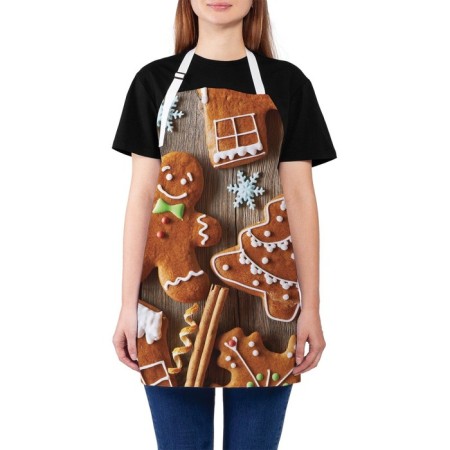 Apron of a kitchen with a photographic appendix "Festive gingerbread", adjustable, size OS