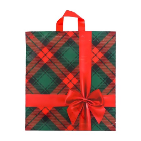 Package "Bow on Red", polyethylene with a loop pen, 44x40 cm, 70 μm