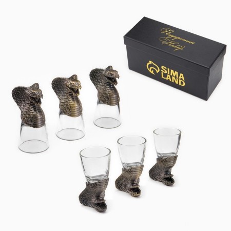 Stacks for Vodka "Cobra", a set of 3 people, a stack 50 ml, bronze-3