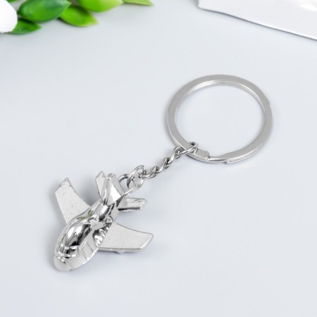 Metal key "plane" silver 6 cm-2