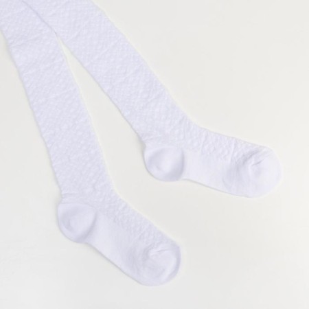 Pantyhose children's openwork, white color, height 128-134 cm-3