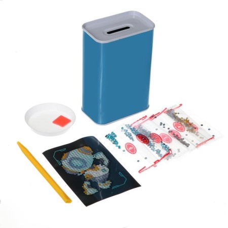 Diamond mosaic on the piggy bank "Space Robot"-3