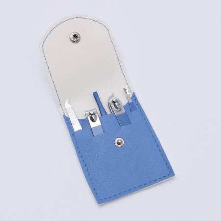 Manicure set, 5 objects, in case, blue/white color-3
