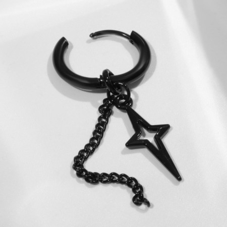 Piercing in the ear "Ring" Star polar with a chain, d = 15 mm, black color-1