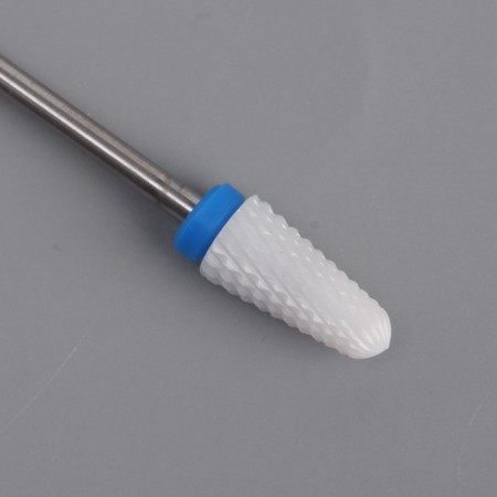 Ceramic milling cutter for the “cone” manicure, medium cut, 6 × 13 mm, in a plastic case, white color-3