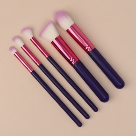 A set of makeup brushes "Pencil", 5 objects, purple/pink color-2