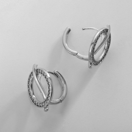 Earrings with rhinestones Xuping circle, white color-1