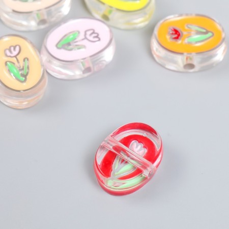 Busina Plastic "Summer breeze. Tulip in oval" Gloss Mix 2.2x1.5x0.8 cm-2