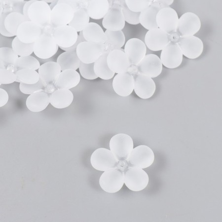 Beads for creativity plastic "White Flower" set 20 pcs 2.2x2.2 cm