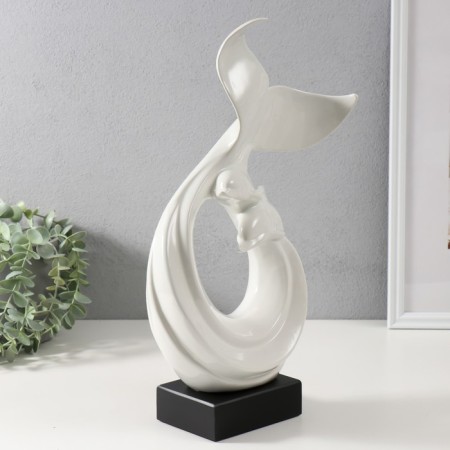 Souvenir Ceramics "Abstraction. Sea dolphins" White 9x18x40 cm-1