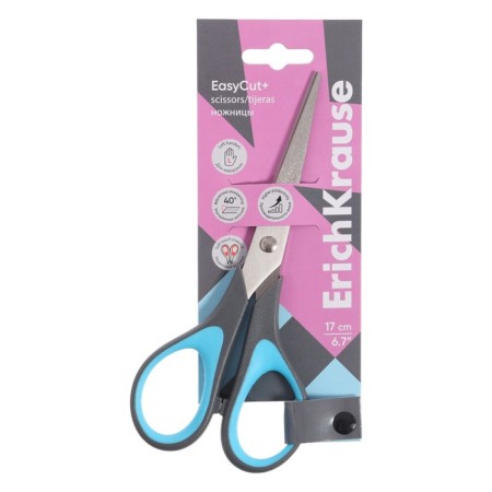 Scissors 17 cm Erichkrause Easycut+, for left -handed, anti -slip inserts, blister, mix-5