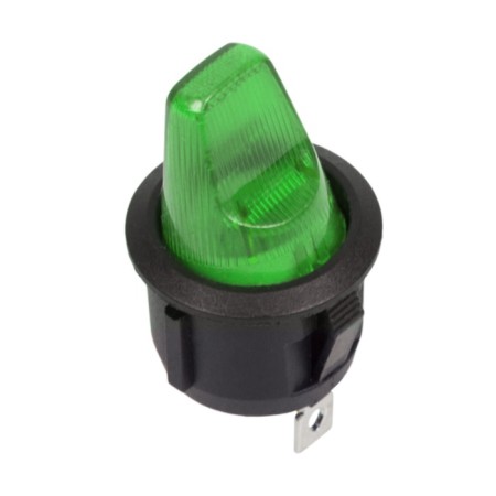 Round key 12V 16A (3C) On-off green with backlight (RWB-224, SS-214) Rexant