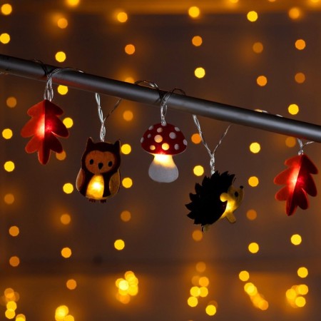 Garland “thread” 1.35 m with nozzles “Lesnaya”, IP20, transparent thread, 10 LED, glow warm white, AAH2-2